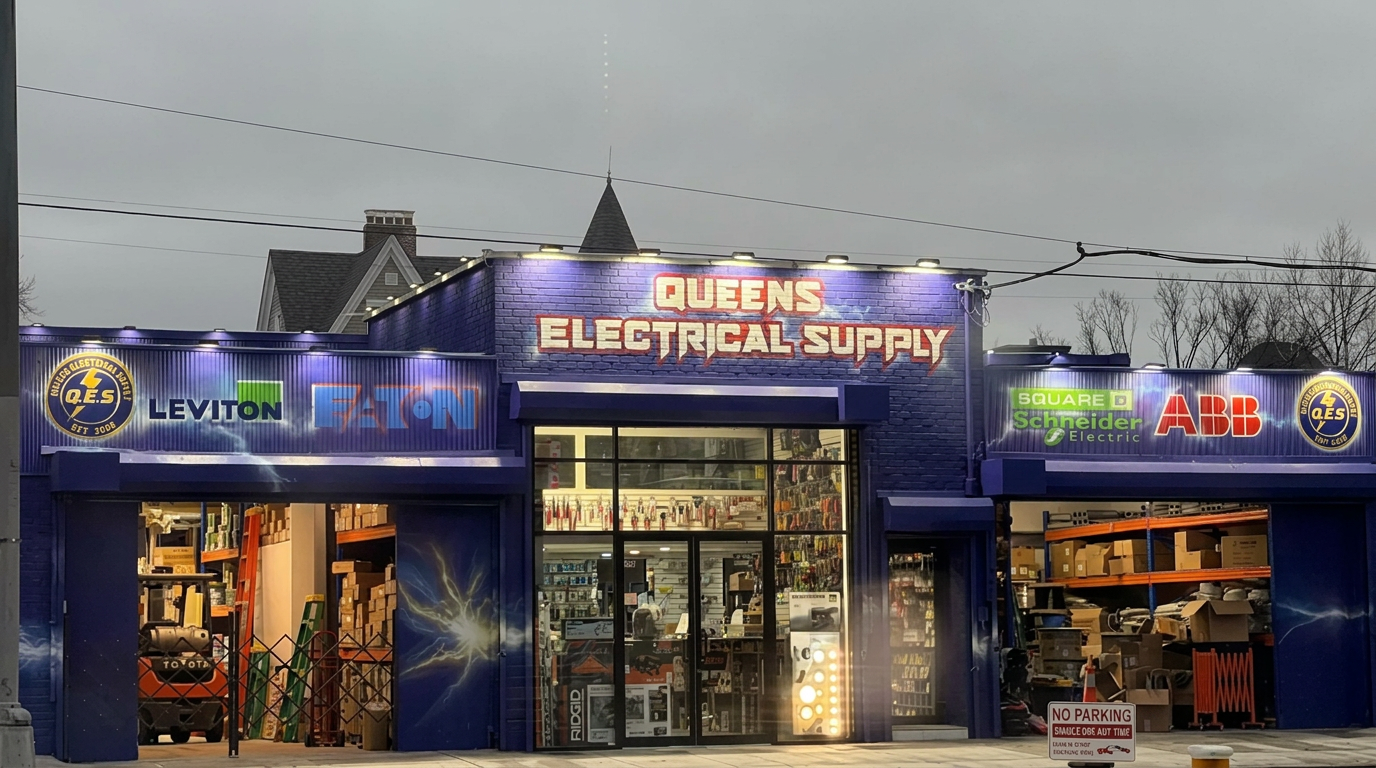 Queens Electrical Supply storefront in Woodhaven, NY